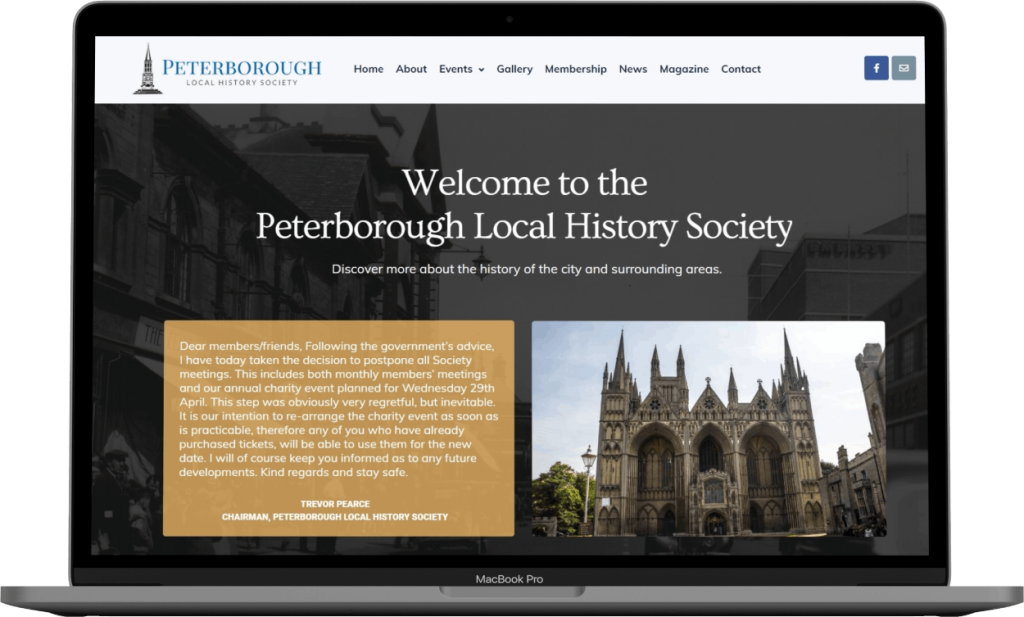 Peterborough Local History Society New Website Design Mockup
