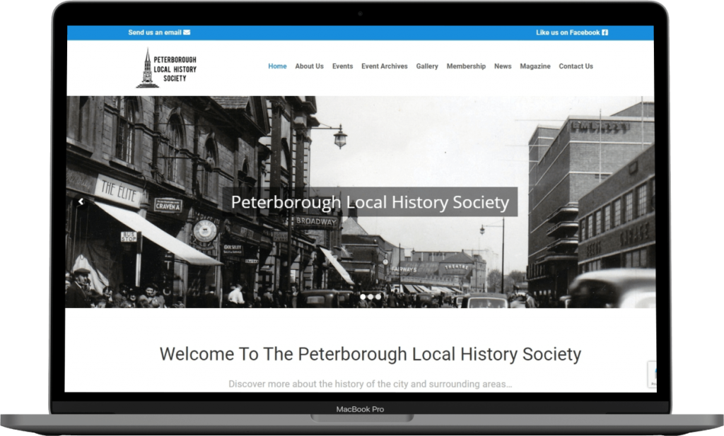 Peterborough Local History Society Old Website Design Mockup