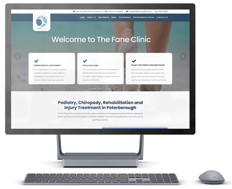 The Fane Clinic Wensite Desktop